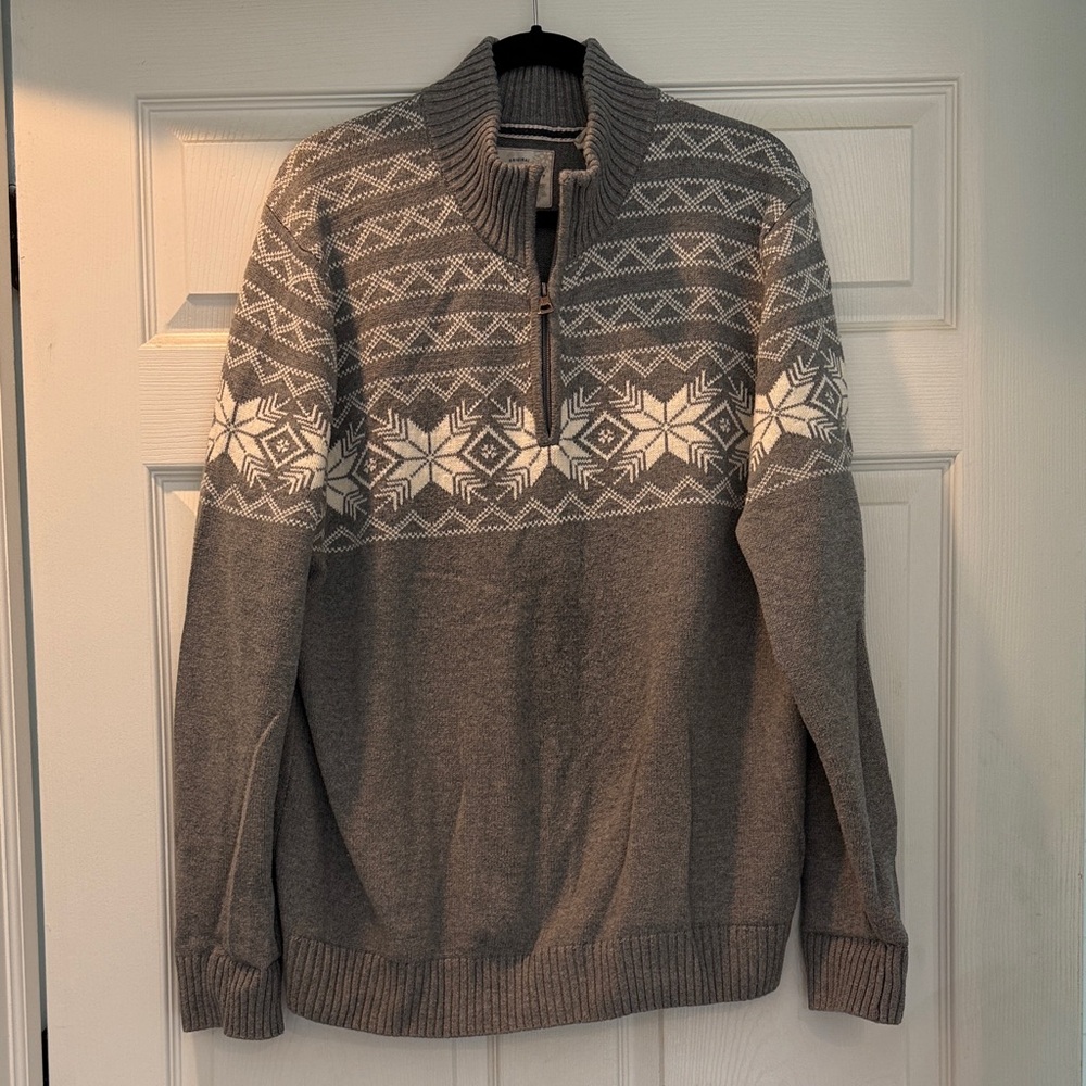 Gray Patterned Men's Sweater XL